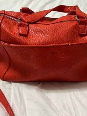 CO-LAB Red Pebbled Leather Satchel